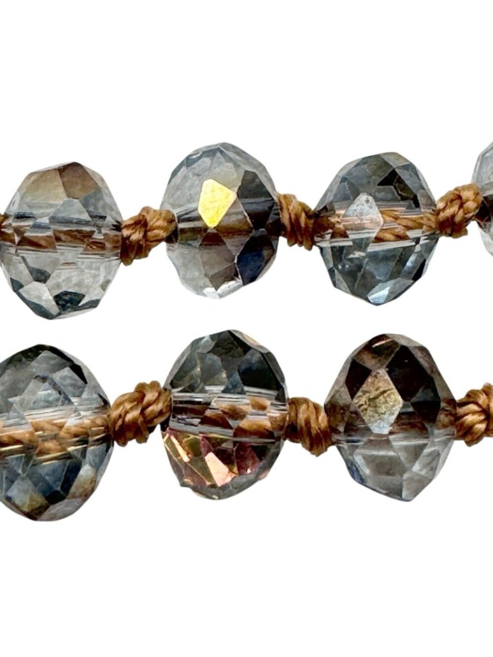 Vintage Crystal Bead Flapper Necklace 58” Hand Knotted Silk Faceted Blue Purple - Picture 4 of 14